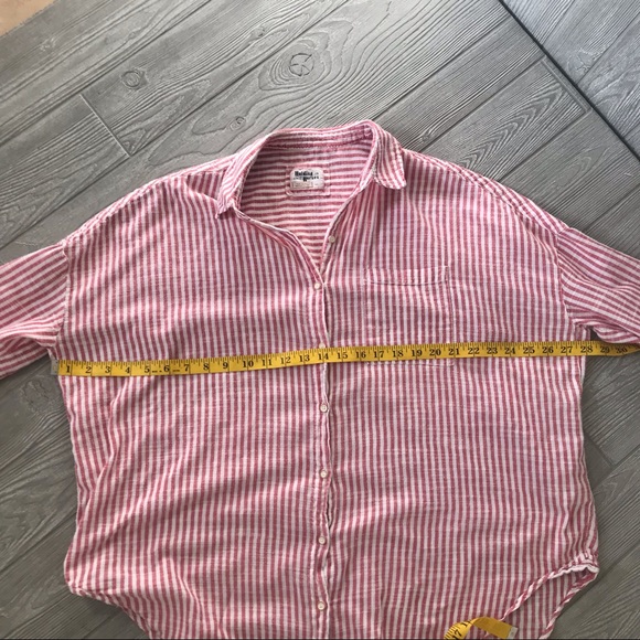 HOLDING HORSES Oversized Relaxed Fit Red and White Stripped Button Down Top - Picture 6 of 10
